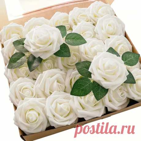25pcs Artificial Flower Simulation Ivory Roses Flower Real Touch Milk White Roses Flower Arrangement Room Decor Home Decor Bedroom Decor Wedding Decor Office Decor Cafe Decor Valentines Day Gifts Birthday Gifts Mothers Day Gift | 90 Days Buyer Protection | Temu