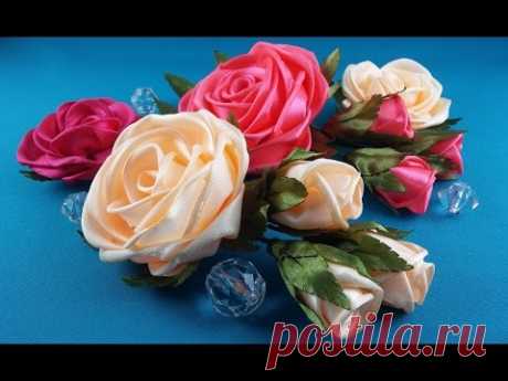 Rose of whole ribbon.Tutorial/ Rose de una cinta entera.CM/ Роза из цельной ленты.MK