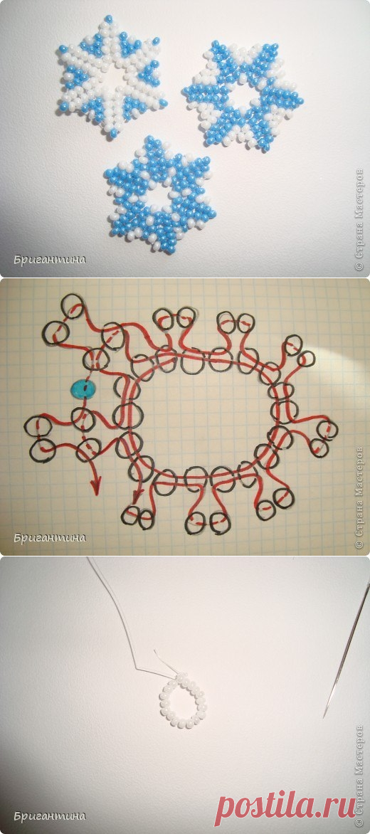 Снежинки из бисера