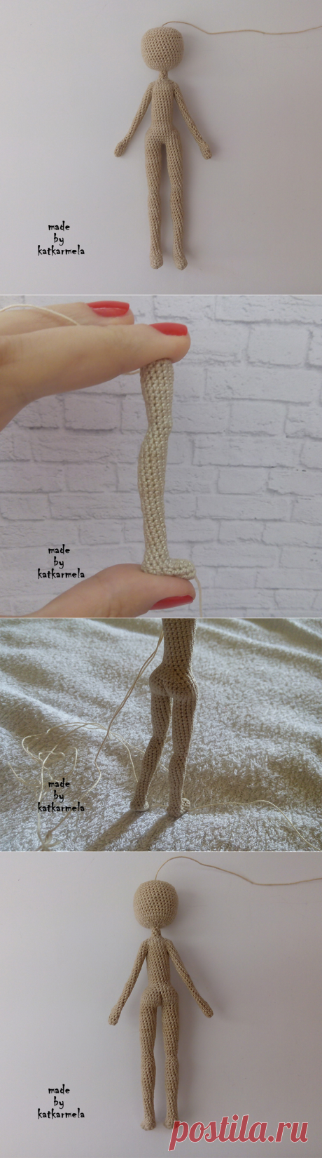 Схема с описанием вязания каркасной куклы крючком ростом 15 см - Katkarmela: игрушки амигуруми крючком