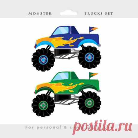 Monster trucks imágenes prediseñadas camiones clip arte | Etsy