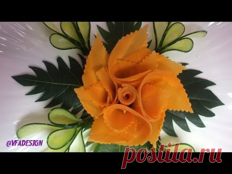 Художественные цветы из моркови | Овощи Резьба Цветочные Розы Гарнир | Украшение для.
