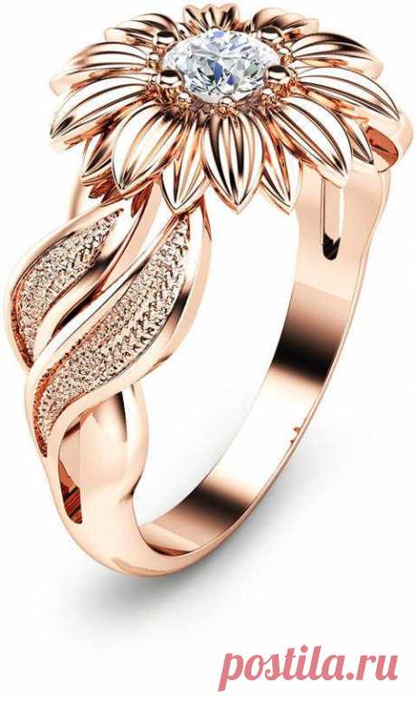 (53) Pinterest - Natural Diamond Sunflower Engagement Ring 14K Rose Gold Sunflower Ring #sunflower #jewelry #rosegold #ad #ring #pretty | Pretty things