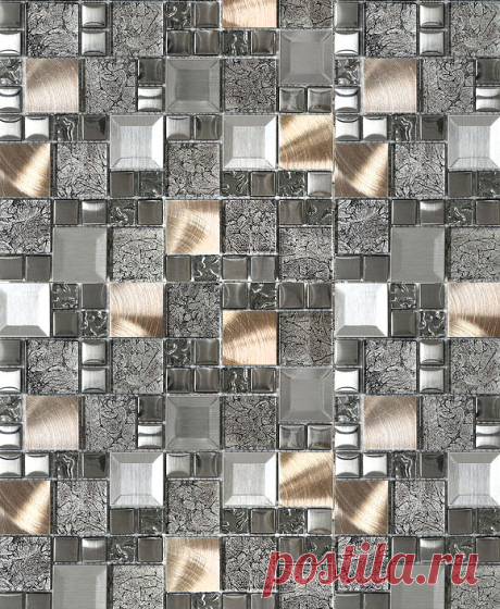 Glass Metal Gray Copper Mosaic Backsplash Tile | Backsplash.com Unique mix glass metal gray copper mosaic backsplash tile for kitchen backsplash and indoor wall application. Glass metal mix mosaic tile.