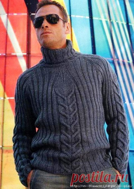 Стильный мужской пуловер с горлом 

#вязание_спицами #вязание_для_мужчин #вязание_мужчинам #пуловер_спицами #мужской_пуловер