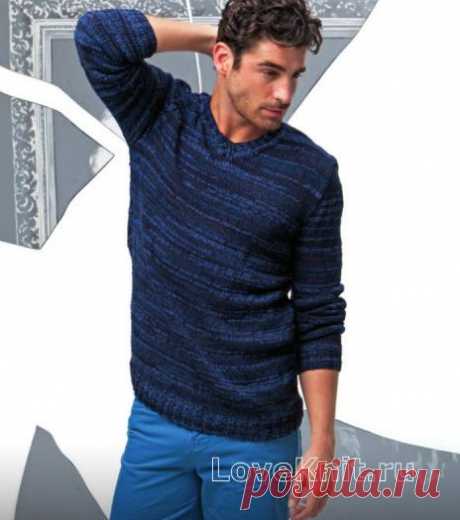 Мужской пуловер с V-образным вырезом схема Для мужчин » Люблю Вязать