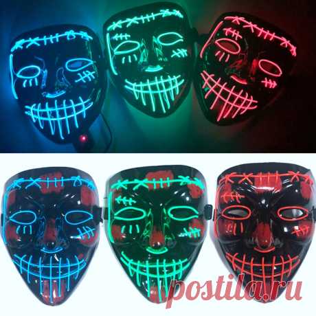 New Halloween Party Masks Glow LED Masks Light Up for Festival Cosplay Costume F - US$7.39