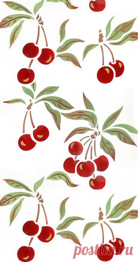 Charming cherry fruit stencil Theme pack with 4 cherry and leaf motifs 2 layer 2 sheet stencil The Cherry Stencil depicts four small bunches of sweet, ripe cherry motifs. Adds instant style and a bright, cheerful look to accessories such as table linen, tea towels and on furniture such as boxes, cupboard doors and painted furniture.  A modern botanical fruit stencil with a host of applications. See size and layout specifications below.  The 4 motifs of the Cherry Stencil c...
