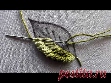 Splendid leaf hand embroidery design|how to start embroidery|kadhai design kase kare