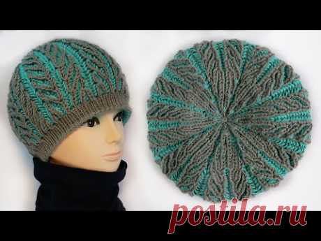 Шапка Бриошь «Елочка» спицами 🌿 Brioche hat knitting pattern