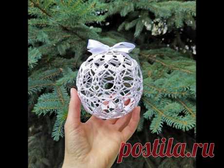 Large crochet Christmas ornaments ball white