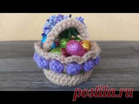 Cestino Portaovetti 💜💐 Bomboniera Uncinetto Tutorial 🌷 Crochet Easter Mini Basket ✨ Souvenir Crochet