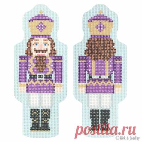 NTG KB167 - Double-Sided Nutcracker Ornament - Purple Introducing Kirk &amp; Bradley's line of stitch printed canvases. This canvas was printed using state of the art printing technology.Double-Sided Nutcracker Ornament - PurpleStyle: NTG KB167Size: 2" x 5"Mesh: 18