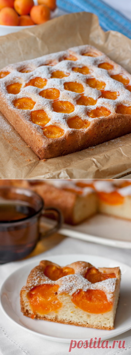 Рецепт бисквитного абрикосового пирога на Вкусном Блоге
