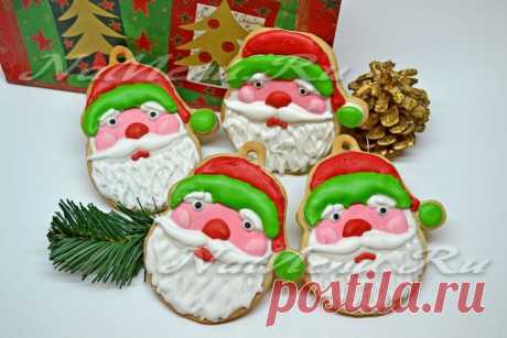 Печенье "Дед Мороз" с глазурью на Новый Год, рецепт﻿