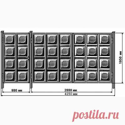 Ворота филенка с калиткой рядом№5-2мх4,25м