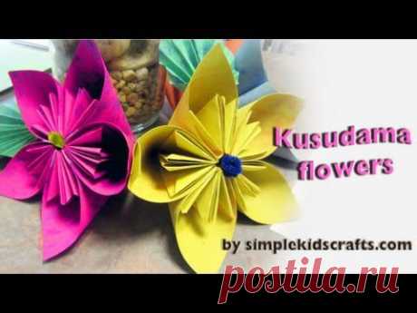 How to make an origami Japanese Kusudama flower - YouTube
