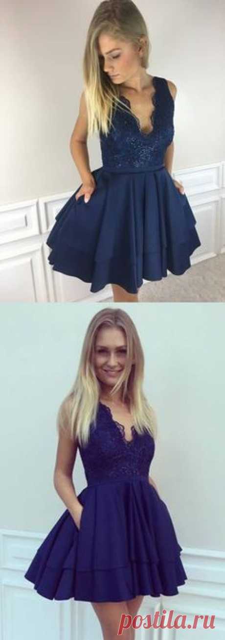 navy blue lace short homecoming dresses for teens, vintage a line graduation party dress, cheap short dress for prom