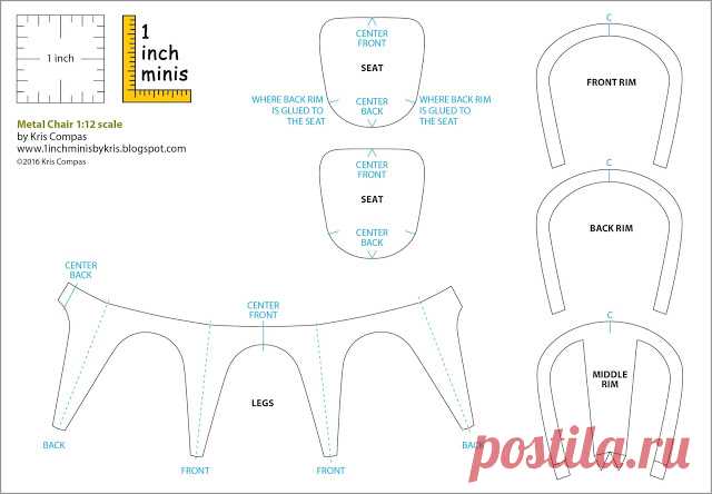 Dollhouse Miniature Furniture - Tutorials | 1 inch minis: 1 INCH SCALE METAL CHAIR FROM CARD STOCK TUTORIAL - How to make a 1 inch scale dollhouse metal chair.