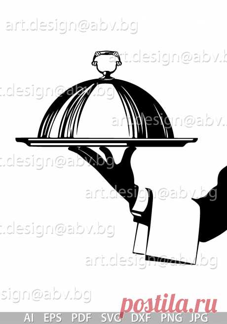 Vector WAITER hand with a tray AI png eps pdf svg dxf