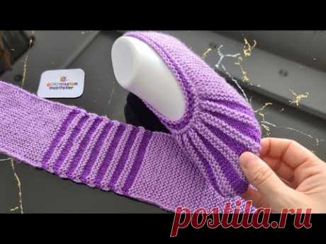Совершенно новая модель женских пинеток / вязание женских тапочек