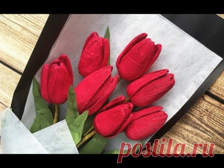 ABC TV | How To Make Tulip Paper Bouquet Flower From Crepe Paper - Craft Tutorial