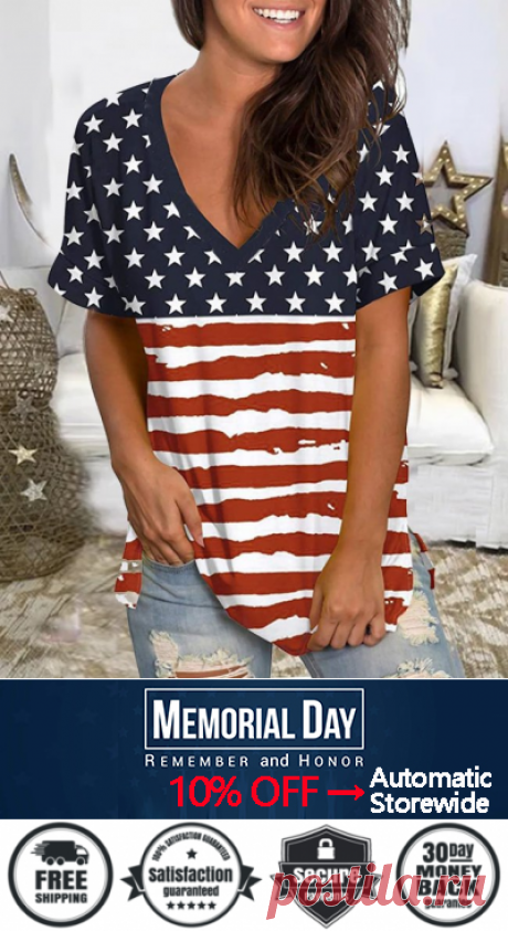 $ 19.96 - Floral-Print Short Sleeve Stripes Casual Shirts &amp; Tops - www.clothingi.com
