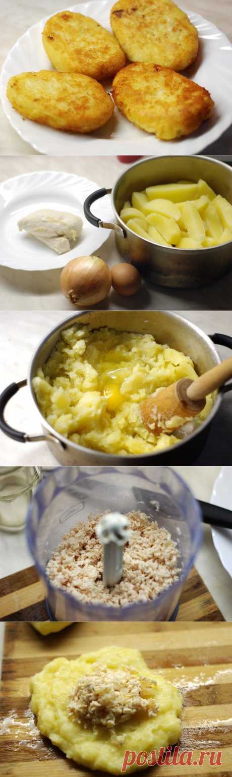 Как приготовить картофельные котлеты с курицей - рецепт, ингридиенты и фотографии