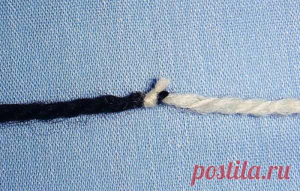 Промышленый узелок - способ крепкого, незаметного соединения ниток. МК.