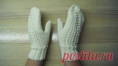 Варежки спицами красивым узором. Подробный МК. Простой способ. How to knitt a mittens