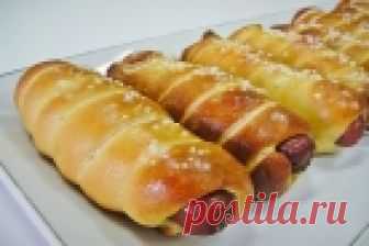Печеные сосиски в тесте - пошаговый рецепт с фото на Повар.ру