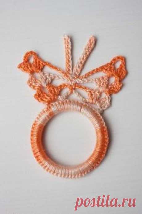 Orange Crochet Napkin Rings, Crochet Napkin Holders, Table Decor, Wedding Decoration, Lacy Table Holder, Set of 4