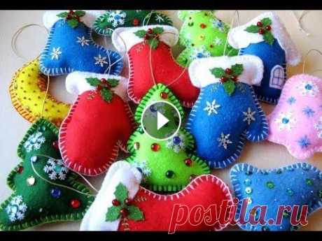 Новогодние игрушки из фетра МК. Новогодние украшения своими руками.  Christmas toys.. Как сшить новогодние игрушки из фетра. Мастер класс. Материалы для игрушек здесь: фетр и вырубки из фетра: фетра для пошива игрушек: снежинки из фетра...