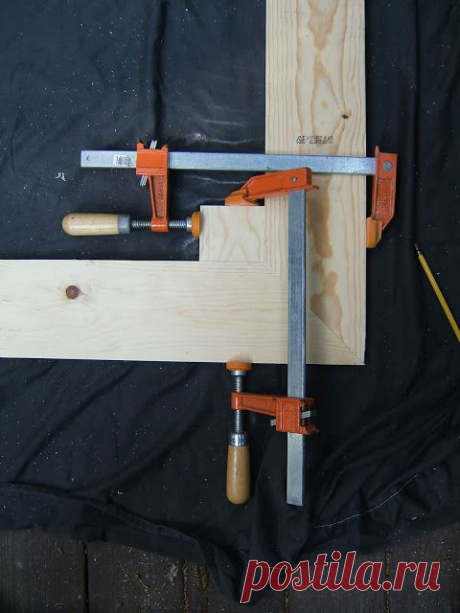 square piece of wood clamped from two angles if you do not have a corner clamp | Wood shop.
