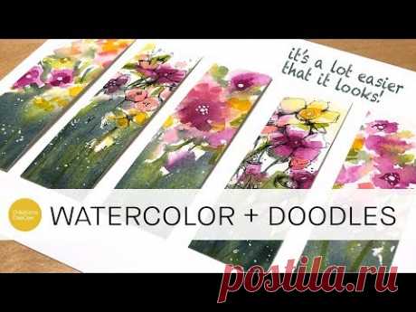 how to paint and doodle loose florals + minimize paper buckling (beginner level)