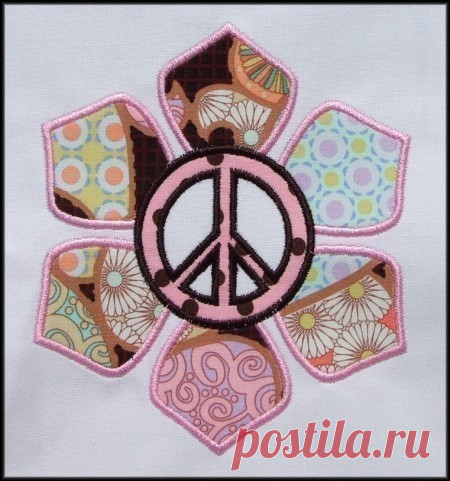 INSTANT DOWNLOAD Peace Flower Applique designs Peace Flower machine embroidery applique designs.  Comes in 2 sizes for the 5x7 and mega hoop.    H: 5.64 x W: 4.94 stitch count: 8713  H: 7.02 x W: 6.15 stitch count: 10950  color chart included    ***THIS IS NOT AN IRON ON PATCH OR A FINISHED ITEM***  Appropriate hardware and software is needed to transfer these designs to an embroidery machine.    You will receive the following formats: ART - DST - EXP - HUS - JEF - PCS - P...