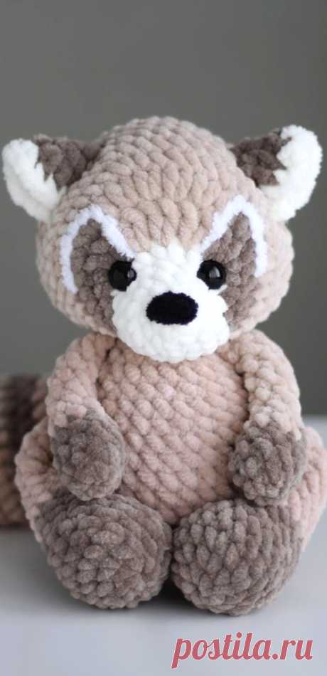 PDF Енот крючком. FREE crochet pattern; Аmigurumi animal patterns. Амигуруми схемы и описания на русском. Вязаные игрушки и поделки своими руками #amimore - плюшевый енот, енотик из плюшевой пряжи.