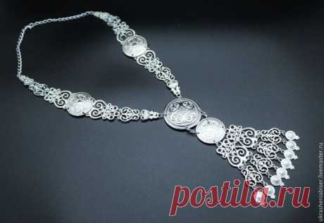 Купить Ожерелье "Якутские узоры" - белый, ожерелье, колье ручной работы, подарок, подарок женщине