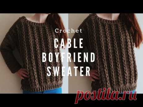Crochet Cable Boyfriend Sweater Sizes S-5XL