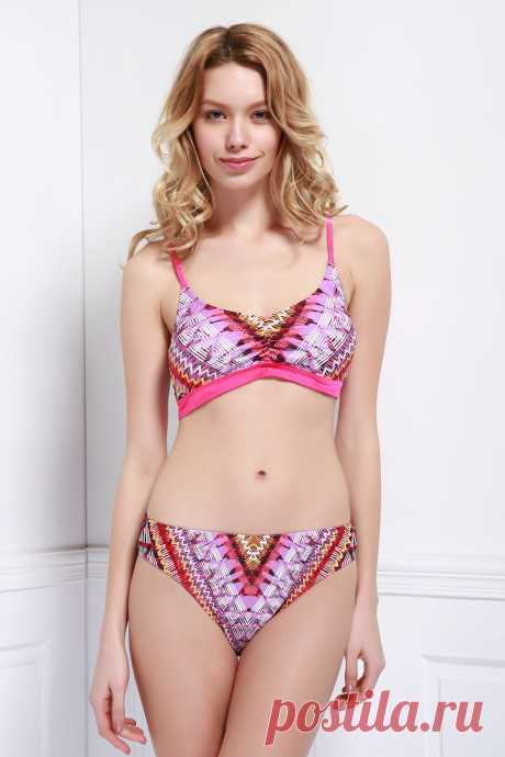 Sexy Women's Spaghetti Strap Zigzag Bikini Set - Rose - L