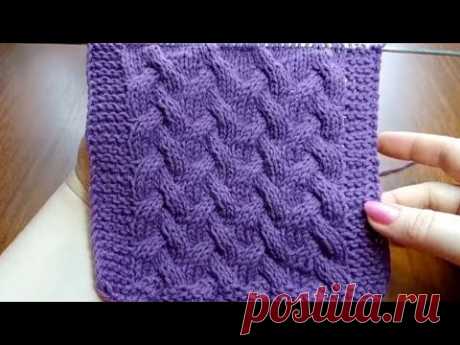 Очень просто и красиво.Узор спицами из переплетения кос + схема.Knit pattern with crossing of braids