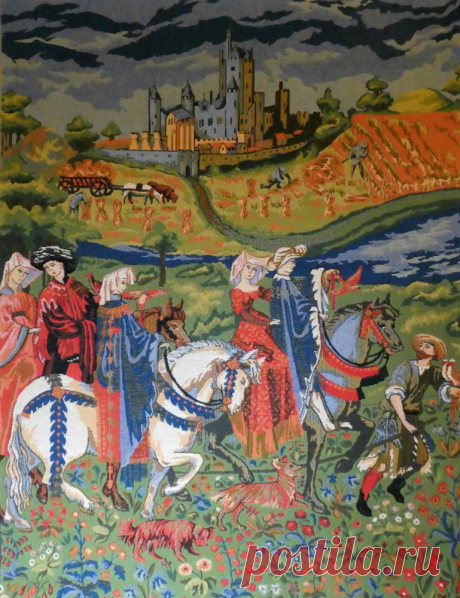 Tres Riches Heures - August - tapiz medieval para colgar en la pared |