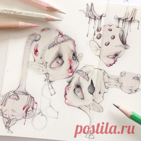 It’s been some times... «looking for answers » sketches from the "Enola's psyche" series 💧
❣️My big prints are now also available in smaller size (and a smaller price) on Etsy ☺️❣️
.
#Enola #camillepfister #sad #sadness #popsurrealism #lowbrow #surreal #creepy #cute #dark #darkart #pastelgoth #pastelgrunge #pastel #goth #grunge #blood #lolita #melancholy #doll #instaart #illustration #art #tears #beautifulbizarre #kawaii #creepycute #surrealharmonyartcollective