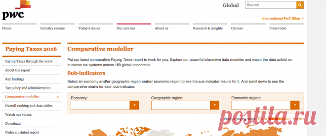 Comparative modeller: Paying Taxes 2016: PwC