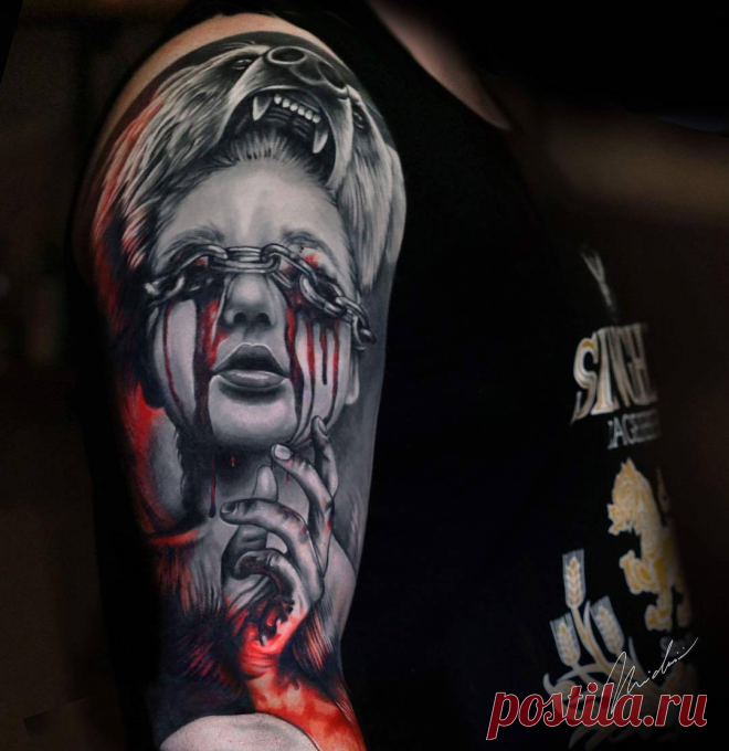 ТАТУ-МАСТЕР MICHAEL CLOUTIER (ЧЕРНО-СЕРАЯ, ЦВЕТНАЯ, РЕАЛИЗМ, ТРЭШ ПОЛЬКА) | Tattoo-Voops | Яндекс Дзен