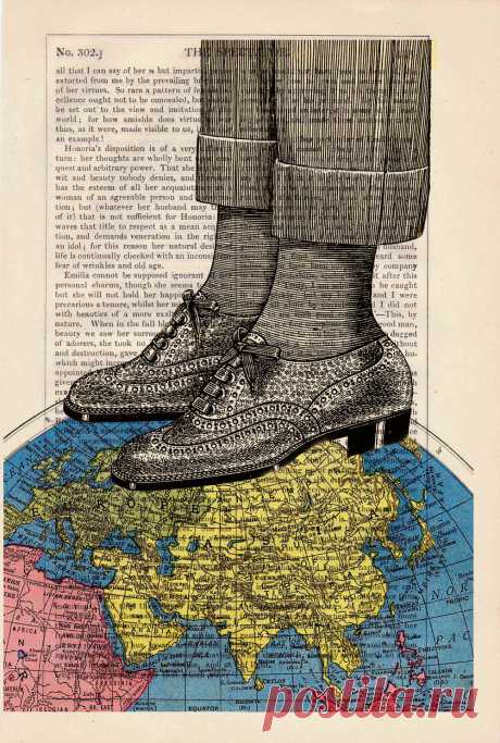 Christmas Sale World map shoes collage print The world at