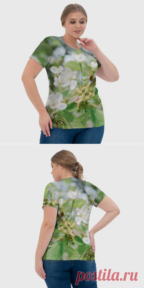 Женская футболка 3D Цветущая ветка вишни, фото - купить по цене 1290 руб в интернет-магазине Всемайки, арт 3652995