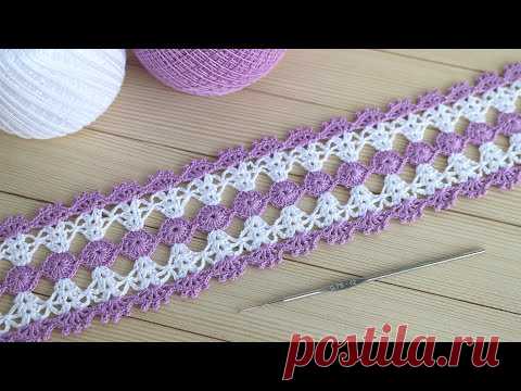 ВЯЗАНИЕ КРЮЧКОМ ажурное ЛЕНТОЧНОЕ КРУЖЕВО мастер-класс CROCHET lace ribbon- How to make Crochet Lace