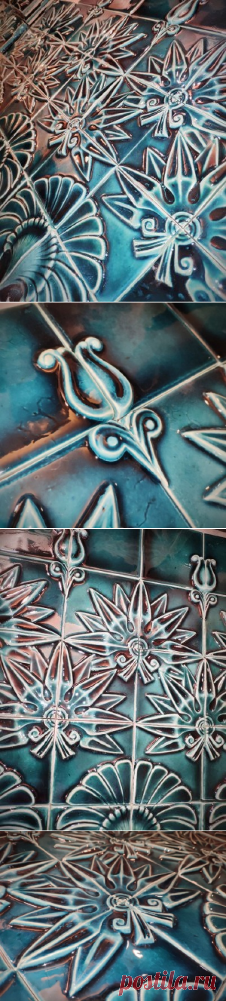 Рельефные изразцы для камина или печи со стилизованными астрами