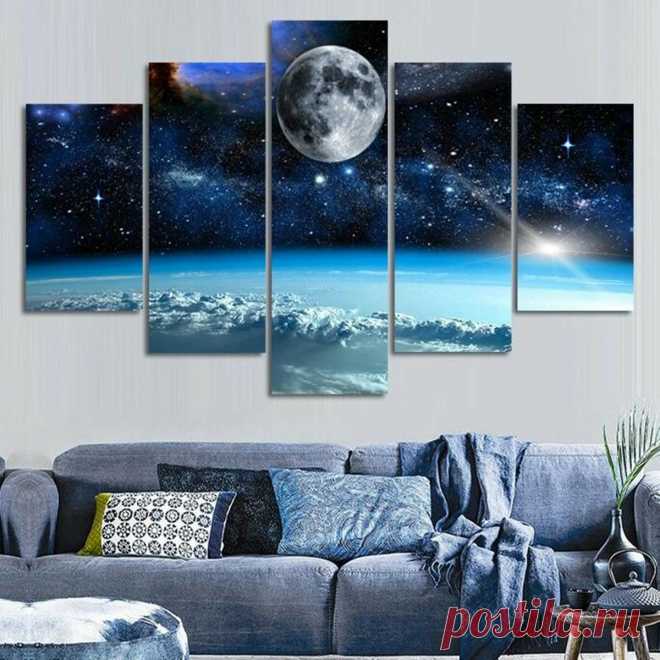 5pcs canvas print paintings universe wall decorative printing art pictures frameless wall hanging decorations for home office Sale - Banggood.com